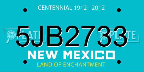 5JB2733 New Mexico License Plate