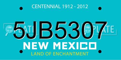 5JB5307 New Mexico License Plate