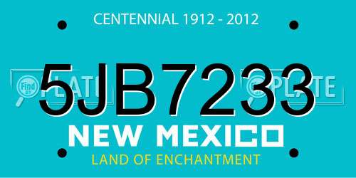 5JB7233 New Mexico License Plate