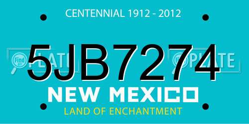 5JB7274 New Mexico License Plate