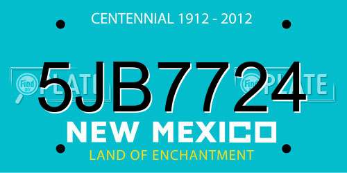 5JB7724 New Mexico License Plate