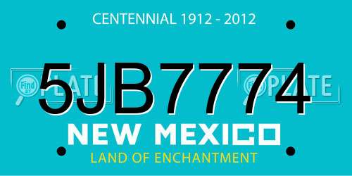 5JB7774 New Mexico License Plate