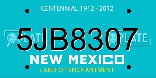 5JB8307 New Mexico License Plate