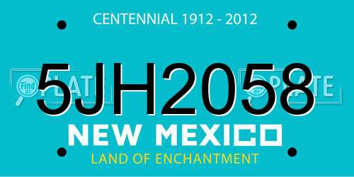 5JH2058 New Mexico License Plate