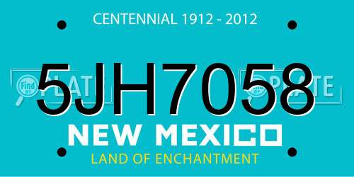 5JH7058 New Mexico License Plate