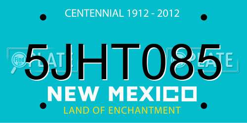 5JHT085 New Mexico License Plate
