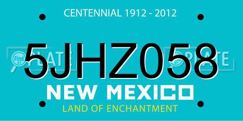 5JHZ058 New Mexico License Plate