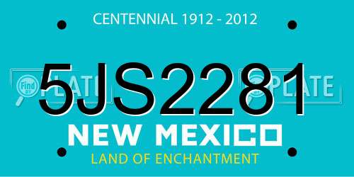 5JS2281 New Mexico License Plate
