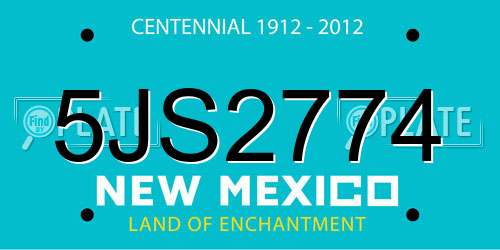 5JS2774 New Mexico License Plate