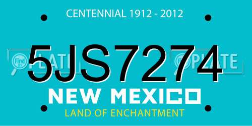 5JS7274 New Mexico License Plate