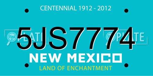 5JS7774 New Mexico License Plate