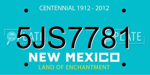 5JS7781 New Mexico License Plate