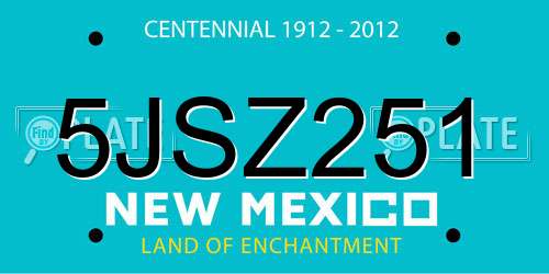 5JSZ251 New Mexico License Plate