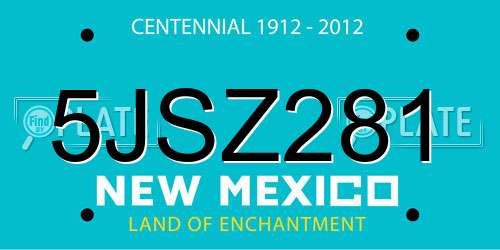 5JSZ281 New Mexico License Plate