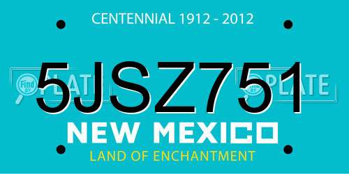 5JSZ751 New Mexico License Plate