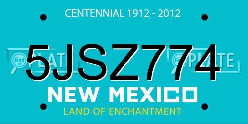 5JSZ774 New Mexico License Plate