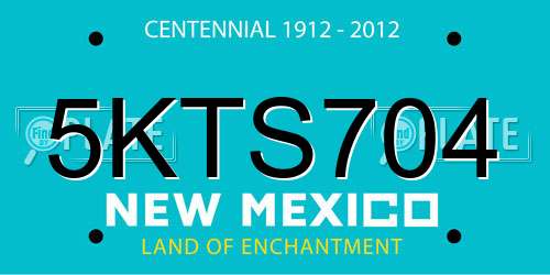 5KTS704 New Mexico License Plate