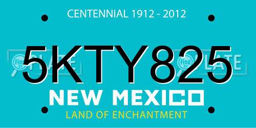 5KTY825 New Mexico License Plate