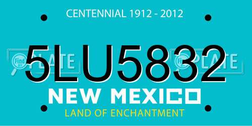 5LU5832 New Mexico License Plate