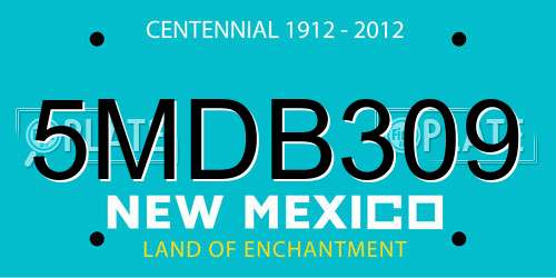 5MDB309 New Mexico License Plate