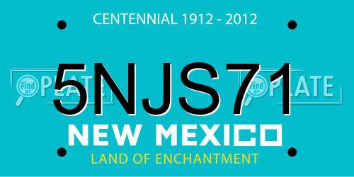 5NJS71 New Mexico License Plate