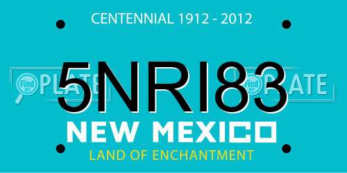 5NRI83 New Mexico License Plate