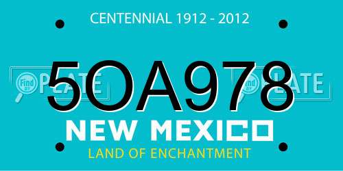 5OA978 New Mexico License Plate