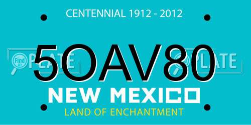 5OAV80 New Mexico License Plate