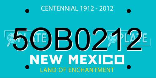5OB0212 New Mexico License Plate