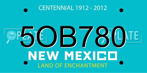 5OB780 New Mexico License Plate