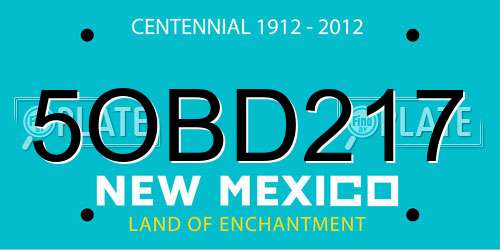 5OBD217 New Mexico License Plate