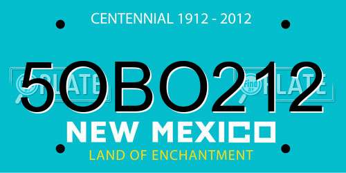 5OBO212 New Mexico License Plate