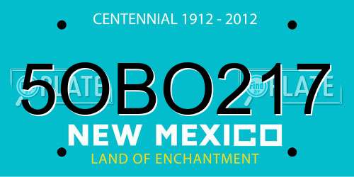 5OBO217 New Mexico License Plate