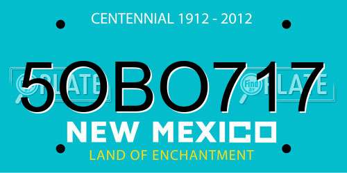5OBO717 New Mexico License Plate