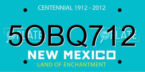 5OBQ712 New Mexico License Plate
