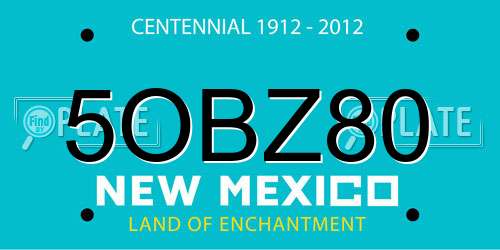 5OBZ80 New Mexico License Plate