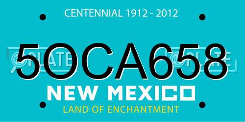 5OCA658 New Mexico License Plate