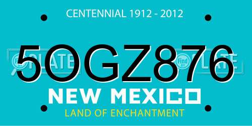 5OGZ876 New Mexico License Plate