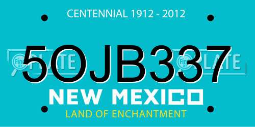 5OJB337 New Mexico License Plate