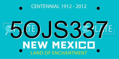 5OJS337 New Mexico License Plate