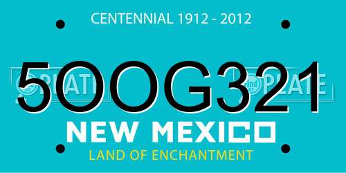 5OOG321 New Mexico License Plate