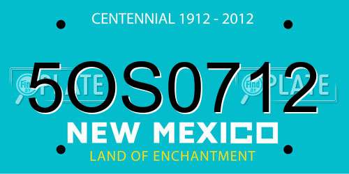 5OS0712 New Mexico License Plate