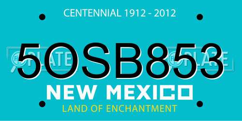 5OSB853 New Mexico License Plate