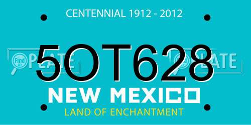 5OT628 New Mexico License Plate