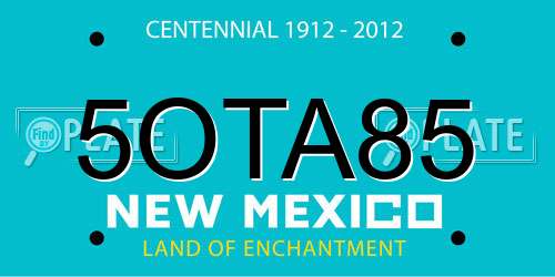 5OTA85 New Mexico License Plate