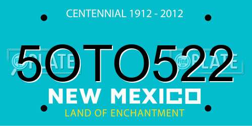 5OTO522 New Mexico License Plate