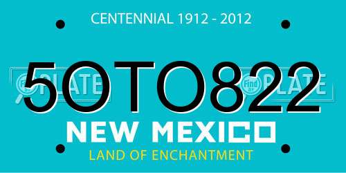5OTO822 New Mexico License Plate