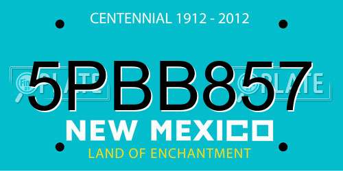 5PBB857 New Mexico License Plate