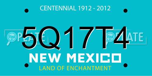 5Q17T4 New Mexico License Plate