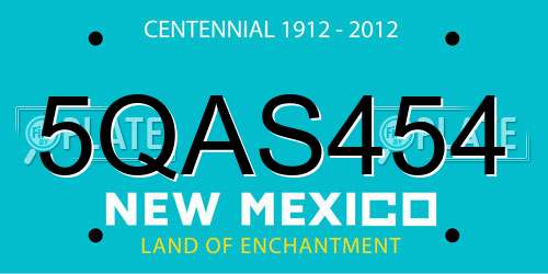 5QAS454 New Mexico License Plate